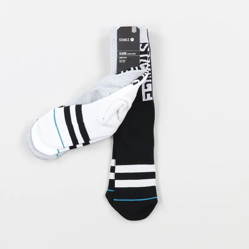 Stance 3 Pack Solid Socks Black White Grey-2
