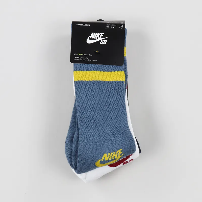 Nike SB 3 Pack Dry Crew Socks Multi