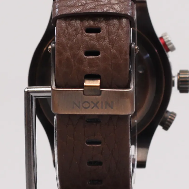 Nixon 48 20 Chrono Leather Mens Watch Antique Copper Brown Band