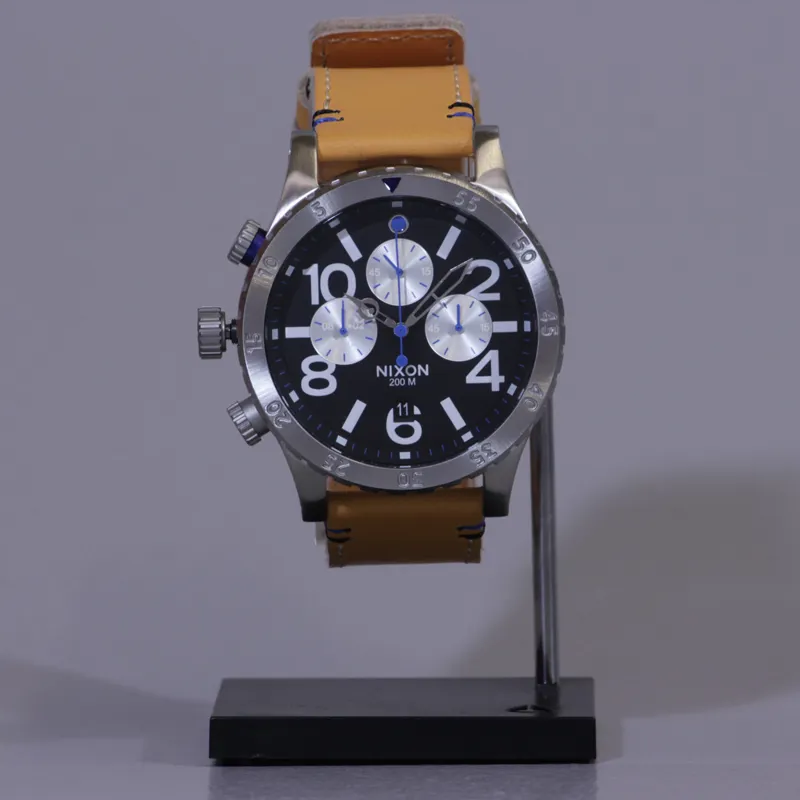 Nixon 48-20 Chrono Leather Watch Natural Black-1