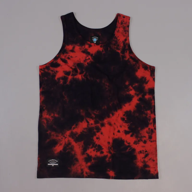 Fourstar Clothing Mens Tie Dye Sleeveless Vest Red Black