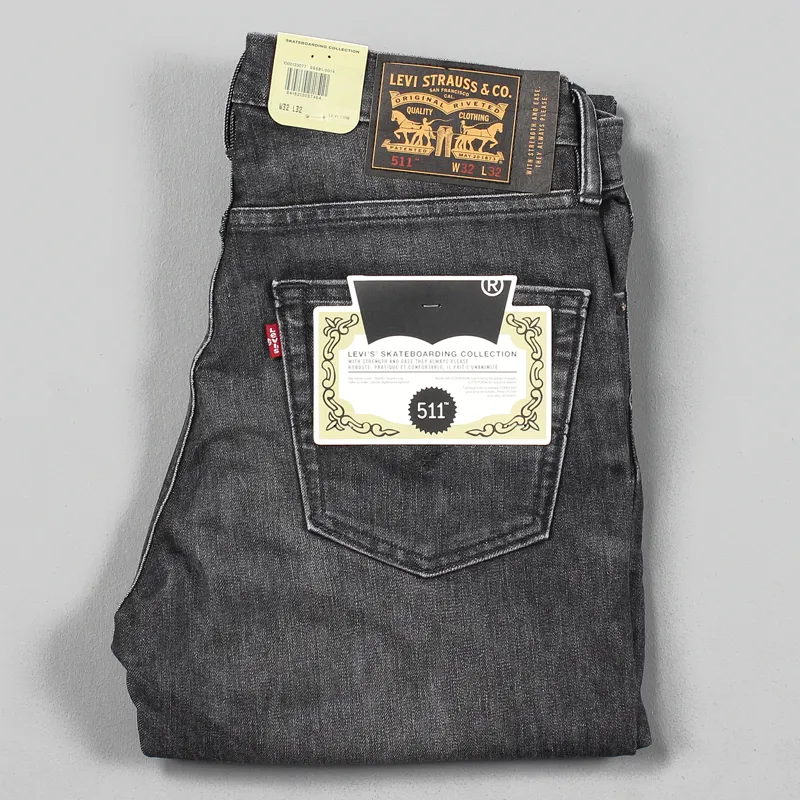 Levis Mens Skateboarding 511 Slim SE Jeans Streets Black