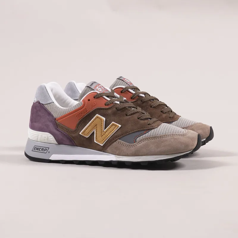 New Balance Mens Made In England Suede 577 Shoes Sand Grey
