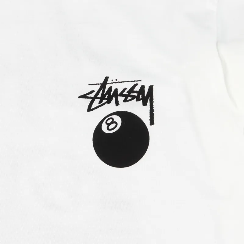 Stussy 8 Ball Long Sleeve T Shirt White-1