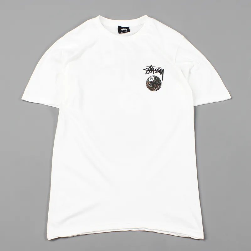Stussy 8 Ball Back Print T Shirt White