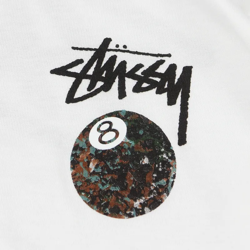 Stussy 8 Ball Back Print T Shirt White-1