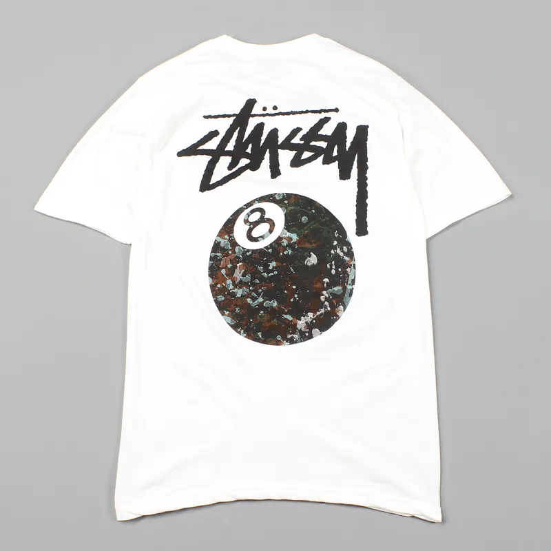 Stussy 8 Ball Back Print T Shirt White-2