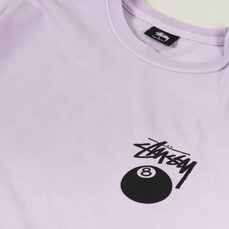 Stussy Mens Short Sleeve 8 Ball Pigment Dyed T Shirt Lavender