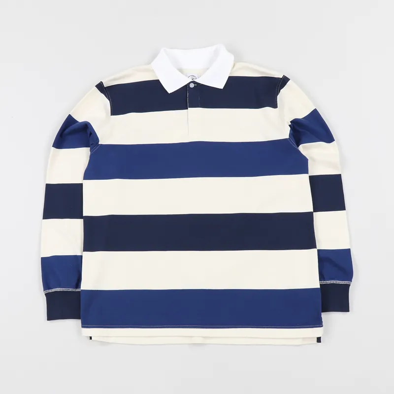 Polar Skate Co. 93 Rugby Long Sleeve Shirt Rich Navy Cream
