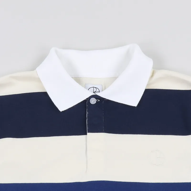 Polar Skate Co. 93 Rugby Long Sleeve Shirt Rich Navy Cream-1