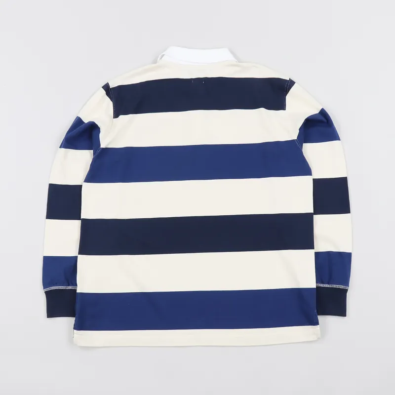 Polar Skate Co. 93 Rugby Long Sleeve Shirt Rich Navy Cream-2