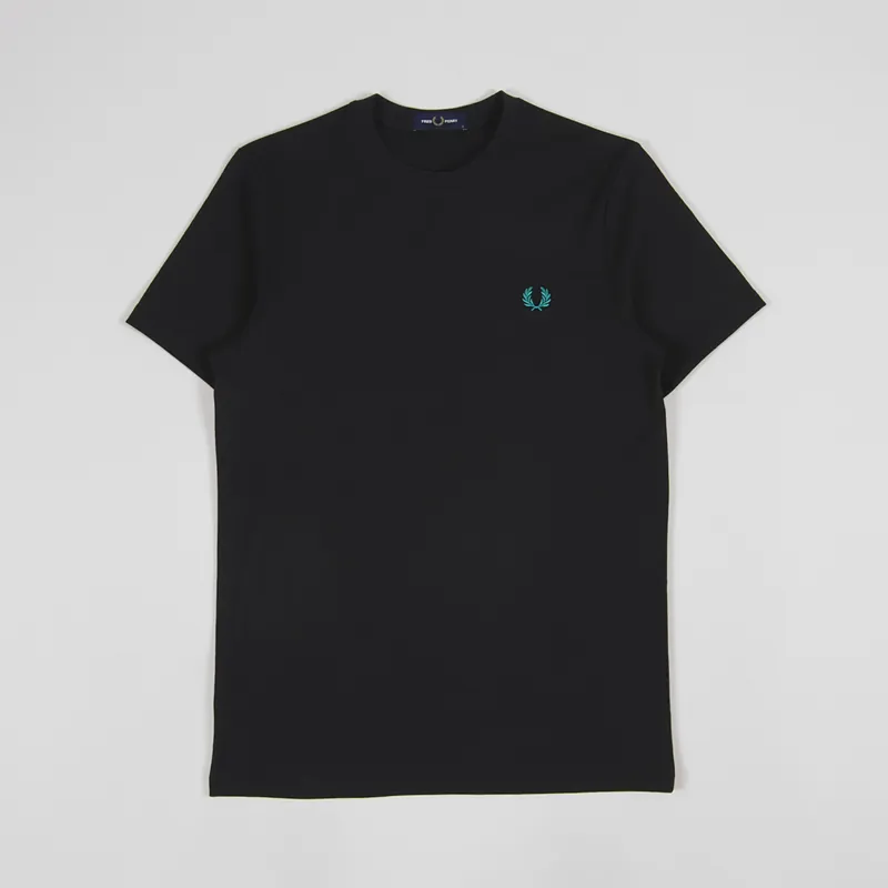 Fred Perry Abstract Wave Print T Shirt Black-1