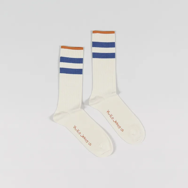Nudie Jeans Amundsson RTW Socks White Navy