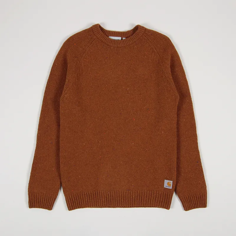 Carhartt WIP Mens Knitted Anglistic Sweater Brandy Heather