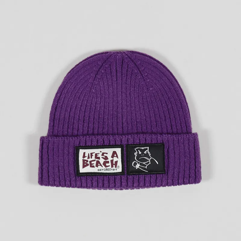 Lifes A Beach Bad Boy Club Cuffed Beanie Purple