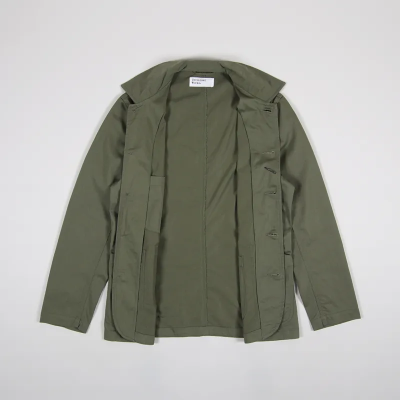 Universal Works Bakers Jacket Light Olive Twill-1