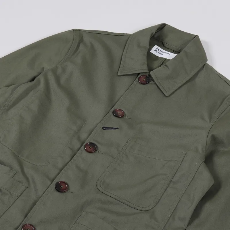 Universal Works Bakers Jacket Light Olive Twill-3