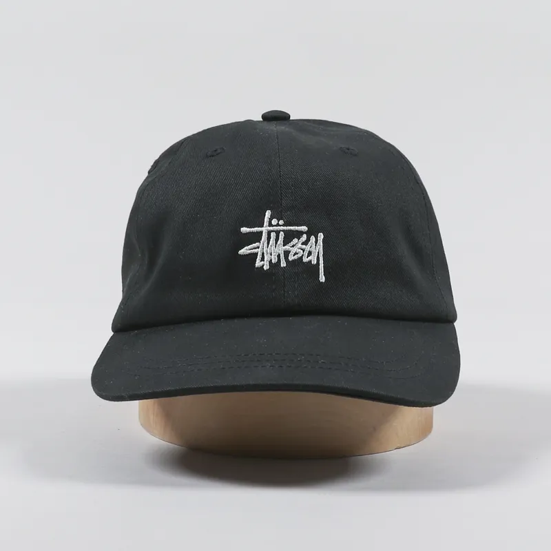 Stussy Mens Stock Logo Low Pro Cap Black Twill