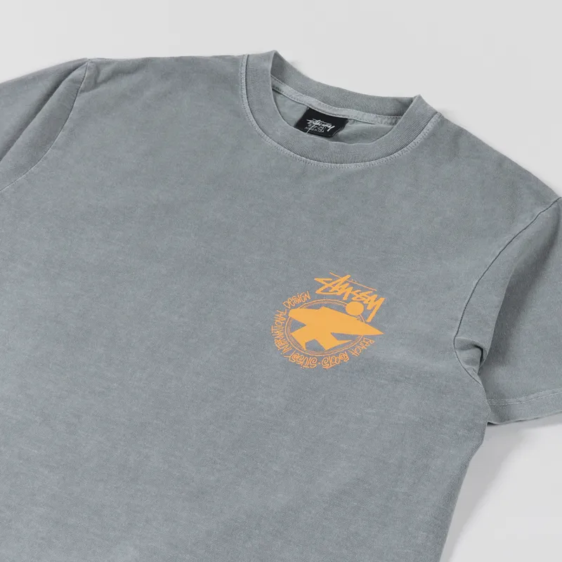 Stussy Mens Short Sleeve Beach Roots Pigment Dyed T Shirt Grey