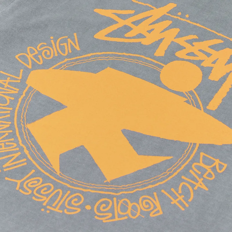 Stussy Mens Short Sleeve Beach Roots Pigment Dyed T Shirt Grey