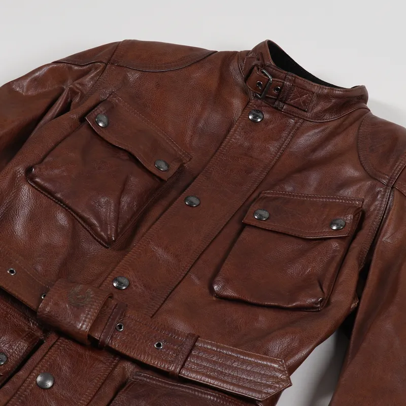 Belstaff Leather Motorcycle Trialmaster Pro Jacket Burnt Cuero