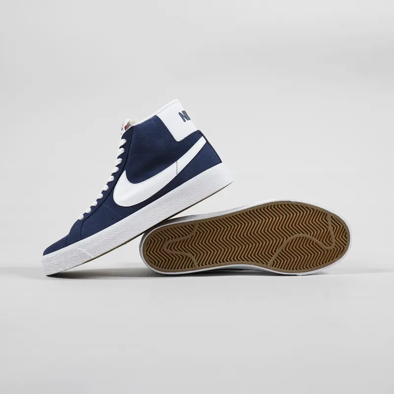 Nike SB Blazer Mid Shoes Navy White-1