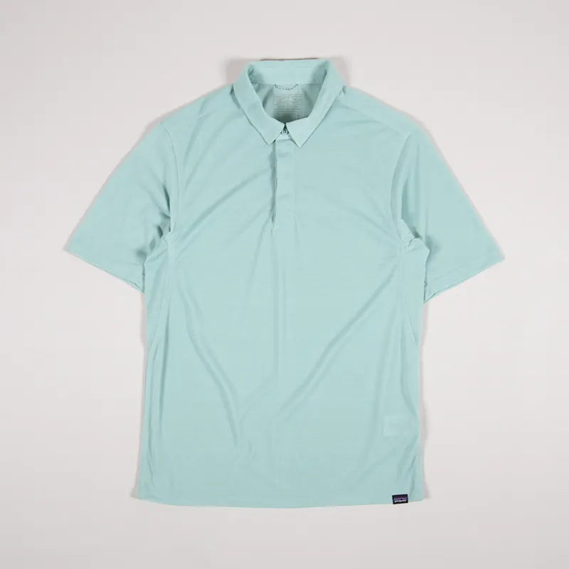 Patagonia Men Short Sleeve Cap Cool Trail Polo Shirt Gypsum Green