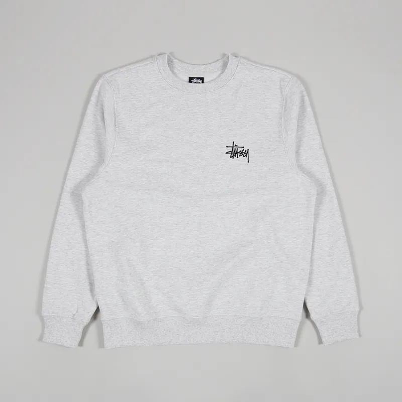 Stussy Basic Crew Sweat Ash Heather-1