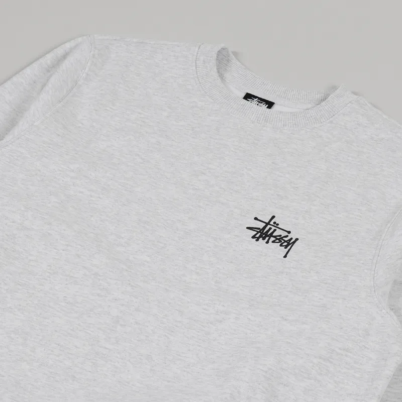 Stussy Basic Crew Sweat Ash Heather-2