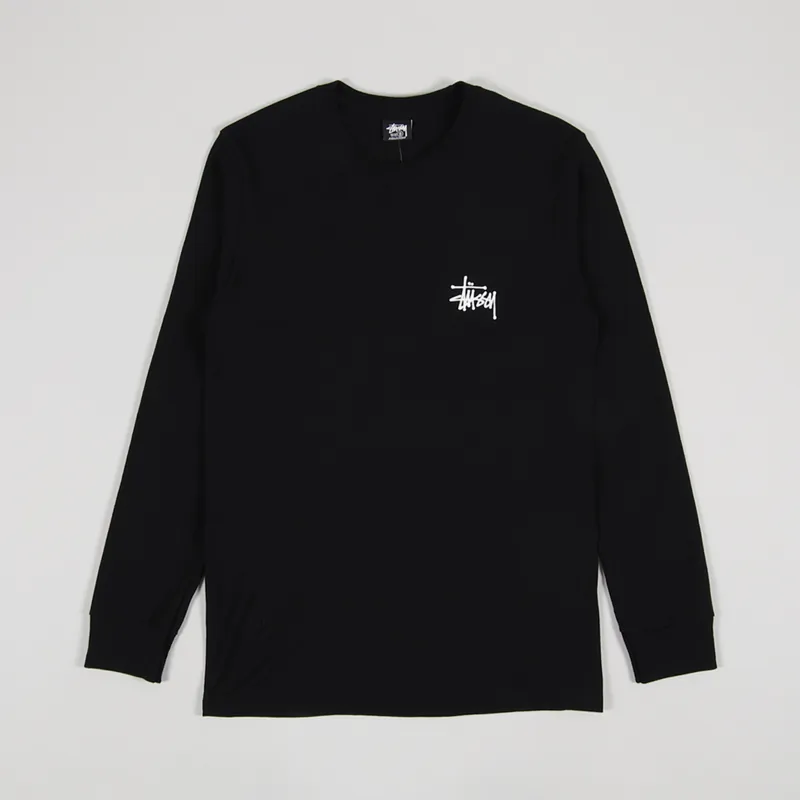 Stussy Basic Long Sleeve T Shirt Black-1