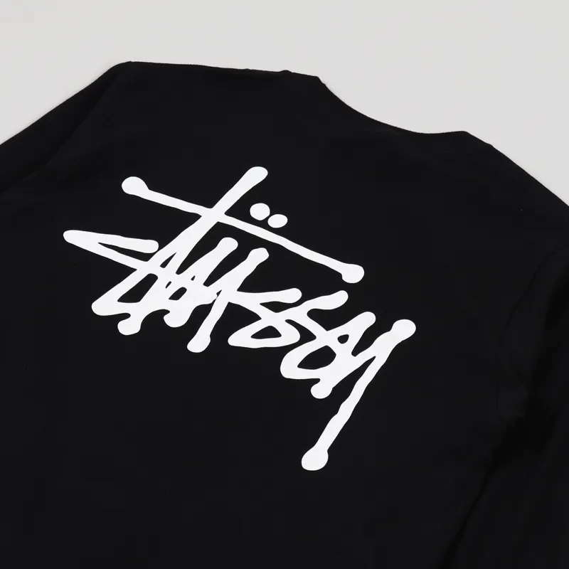 Stussy Basic Long Sleeve T Shirt Black-2