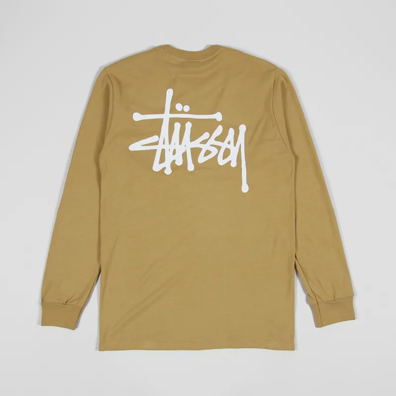 Stussy Basic Long Sleeve T Shirt Khaki