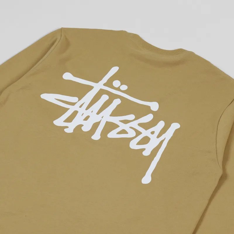 Stussy Basic Long Sleeve T Shirt Khaki-2