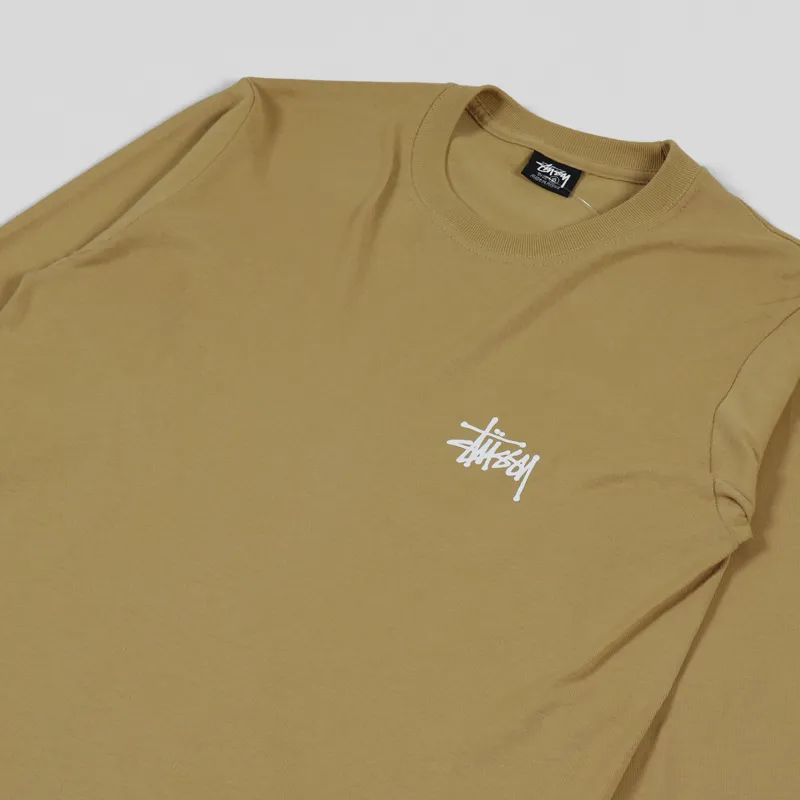 Stussy Basic Long Sleeve T Shirt Khaki-3