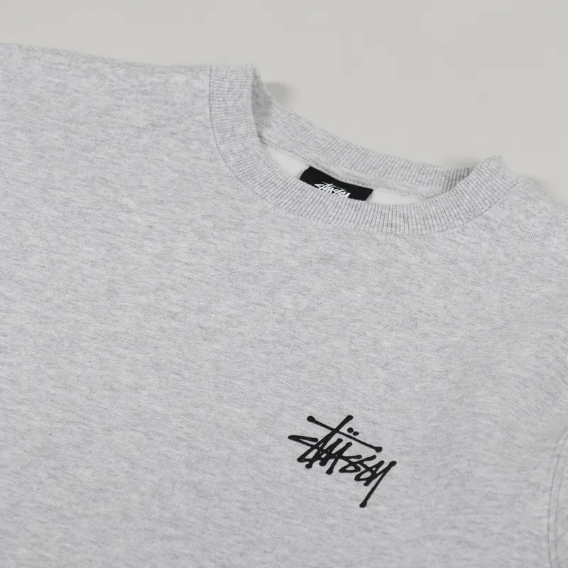 Stussy Basic Crew Sweat Ash Heather-6