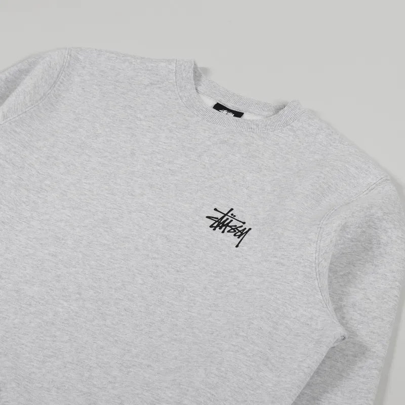 Stussy Basic Crew Sweat Ash Heather-3