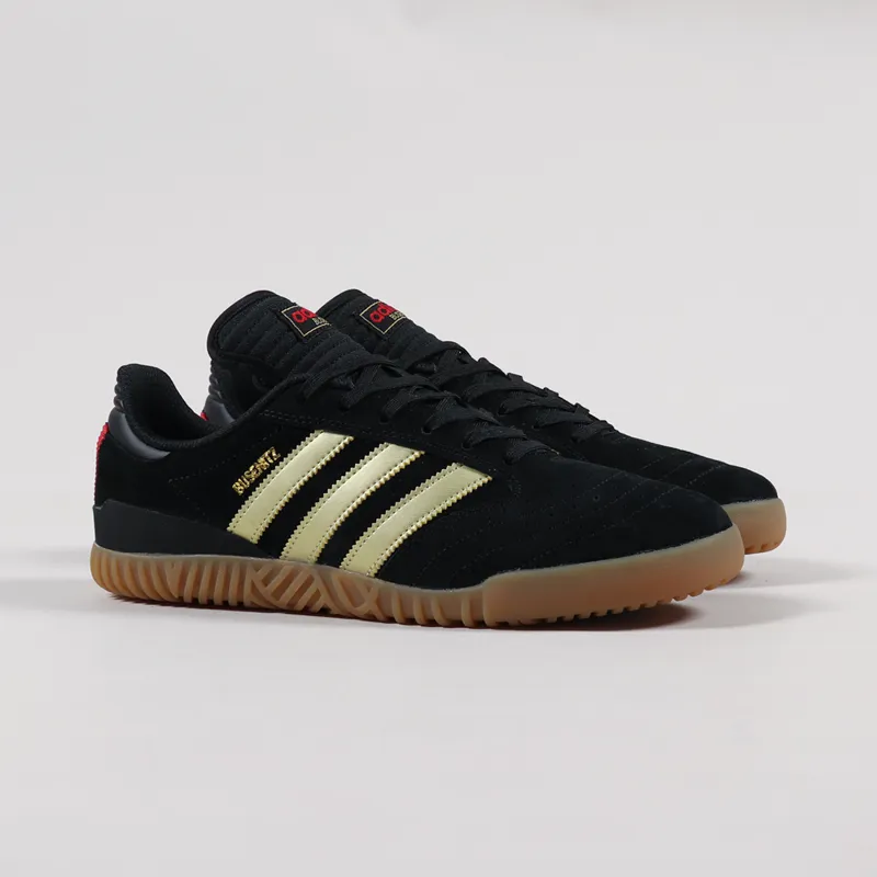 La Iglesia Casarse Estado Adidas Skateboarding Mens Busenitz Indoor Super Shoes Black Gold