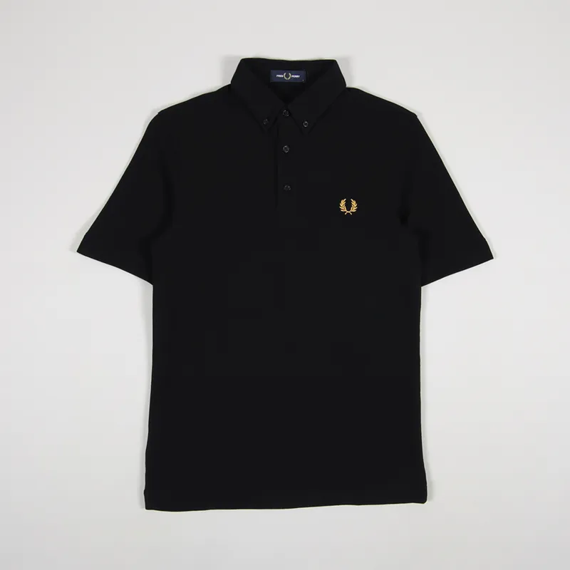 Fred Perry Button Down Polo Shirt Black