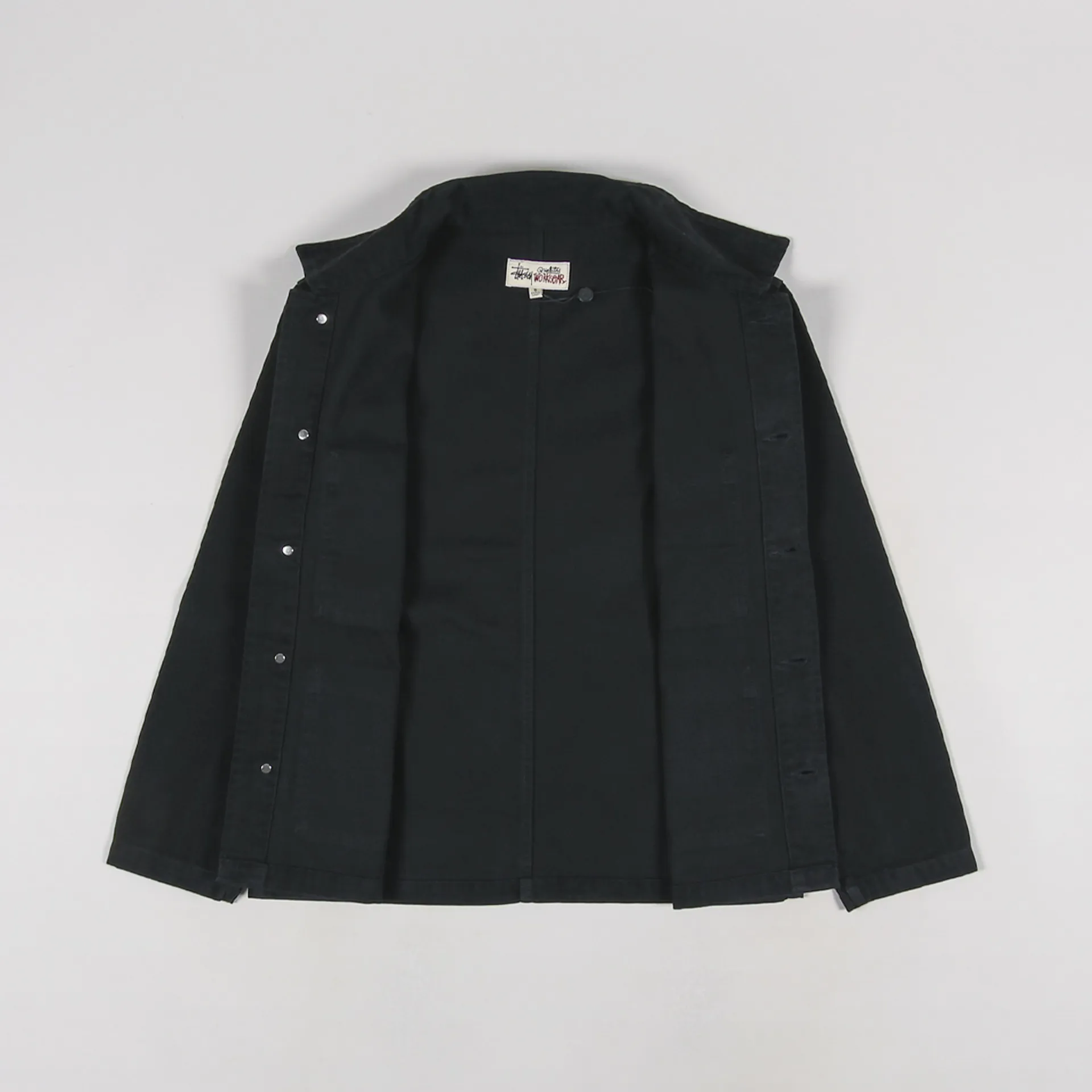 Stussy Mens Workwear Stock Logo Canvas Chore Jacket Black