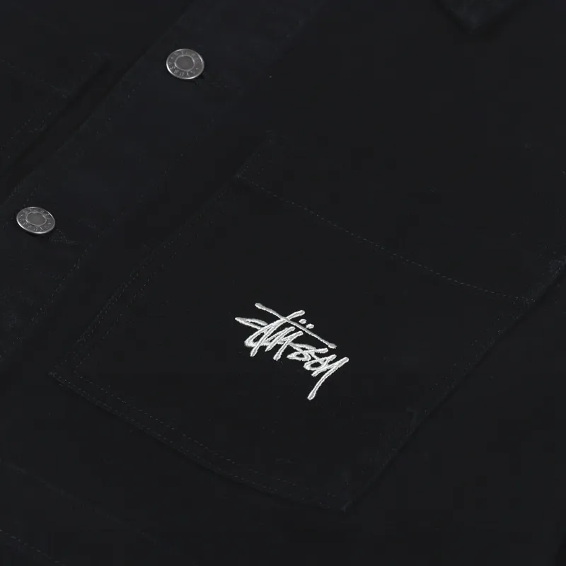Stussy Mens Workwear Stock Logo Canvas Chore Jacket Black