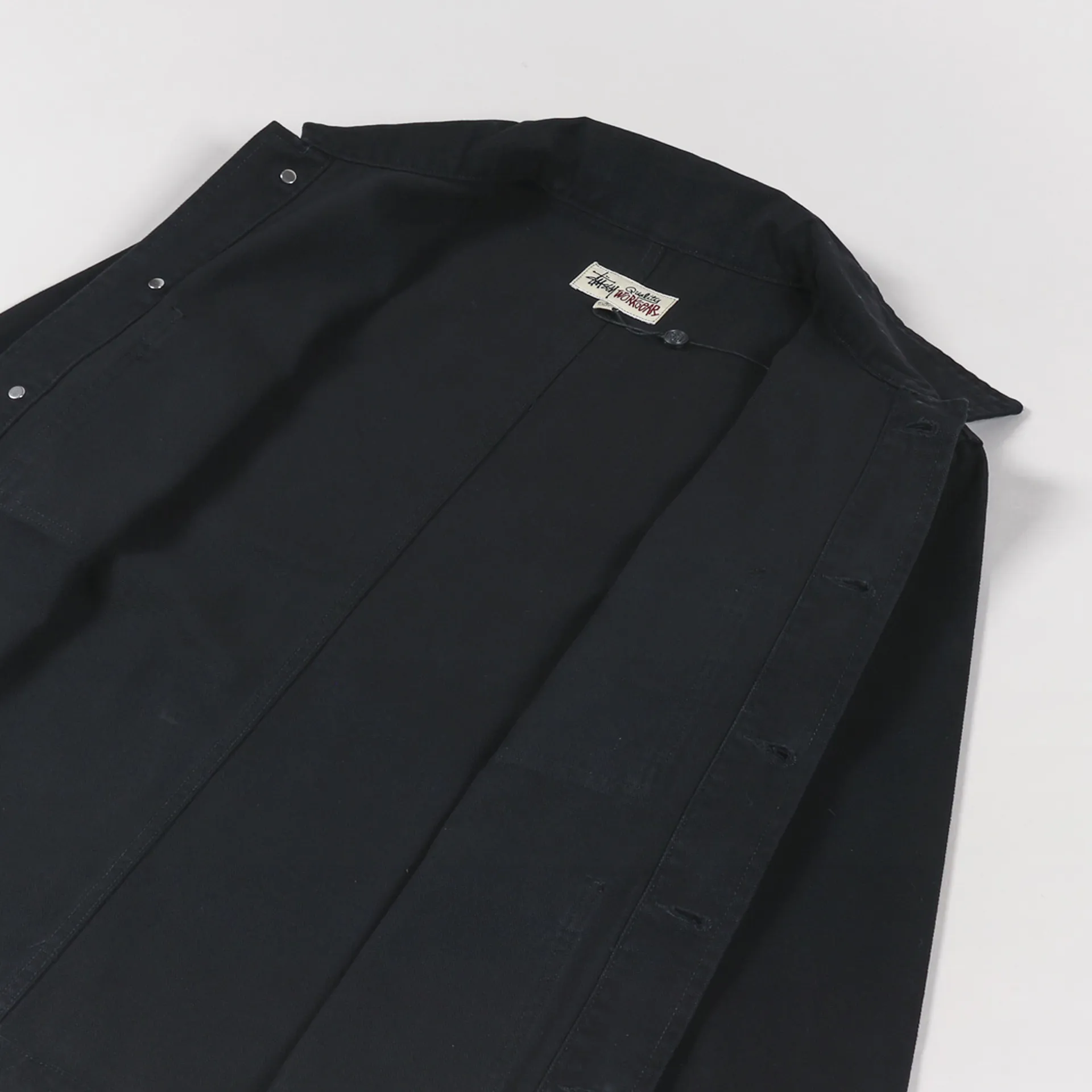 Stussy Mens Workwear Stock Logo Canvas Chore Jacket Black