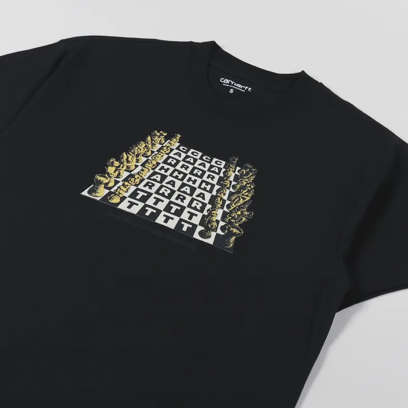 Carhartt WIP Mens Short Sleeve Chessboard Logo T Shirt Black