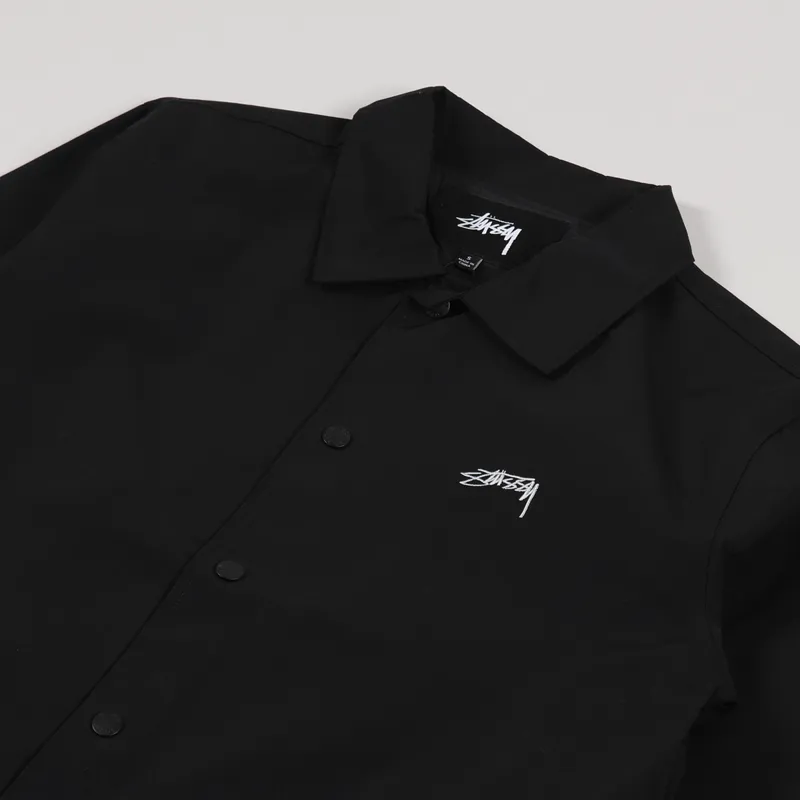 Stussy Mens Oversized Stock Logo Classic Coach Jacket Black