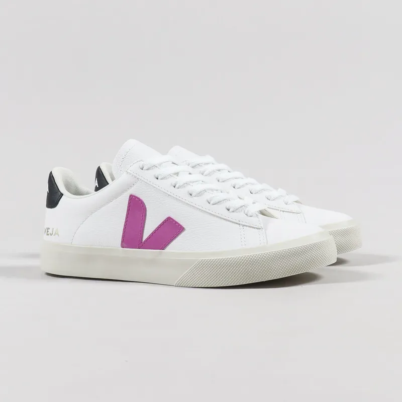 Veja Womens Campo Chromefree Shoes Extra White Ultraviolet Black