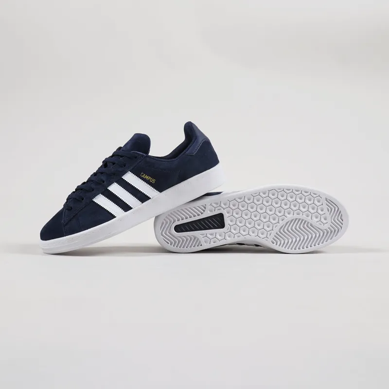 Adidas Skateboarding Campus ADV Shoes Navy White Gold-1