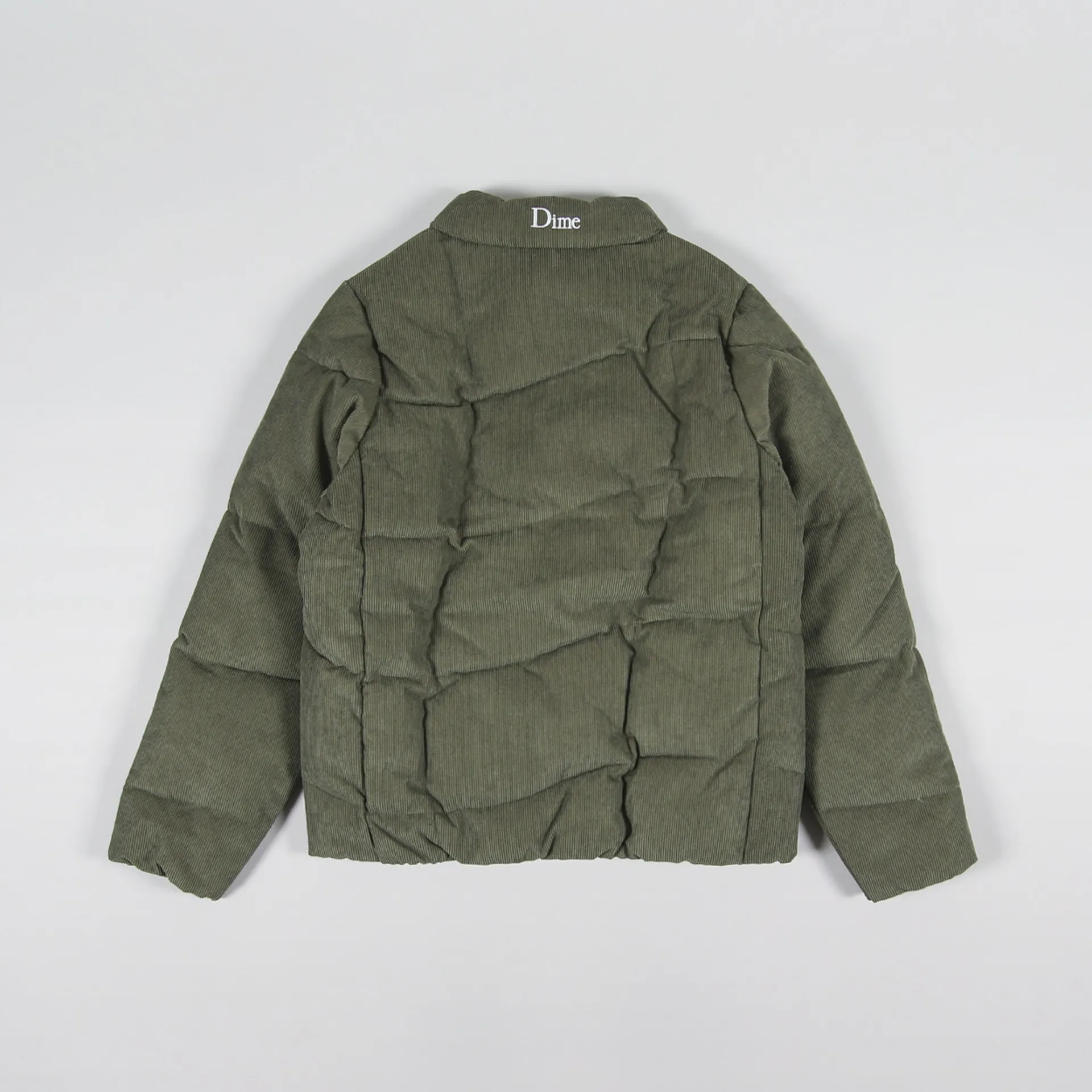 Dime MTL Mens Winter Corduroy Wave Puffer Jacket Olive