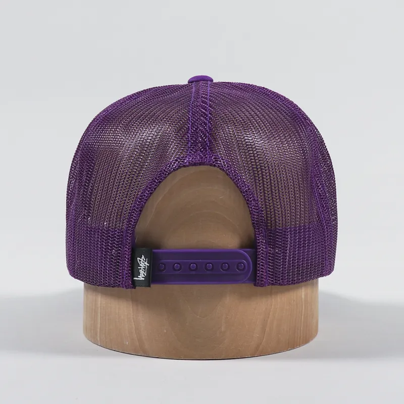 Stussy Crown Stock Logo Trucker Cap Purple