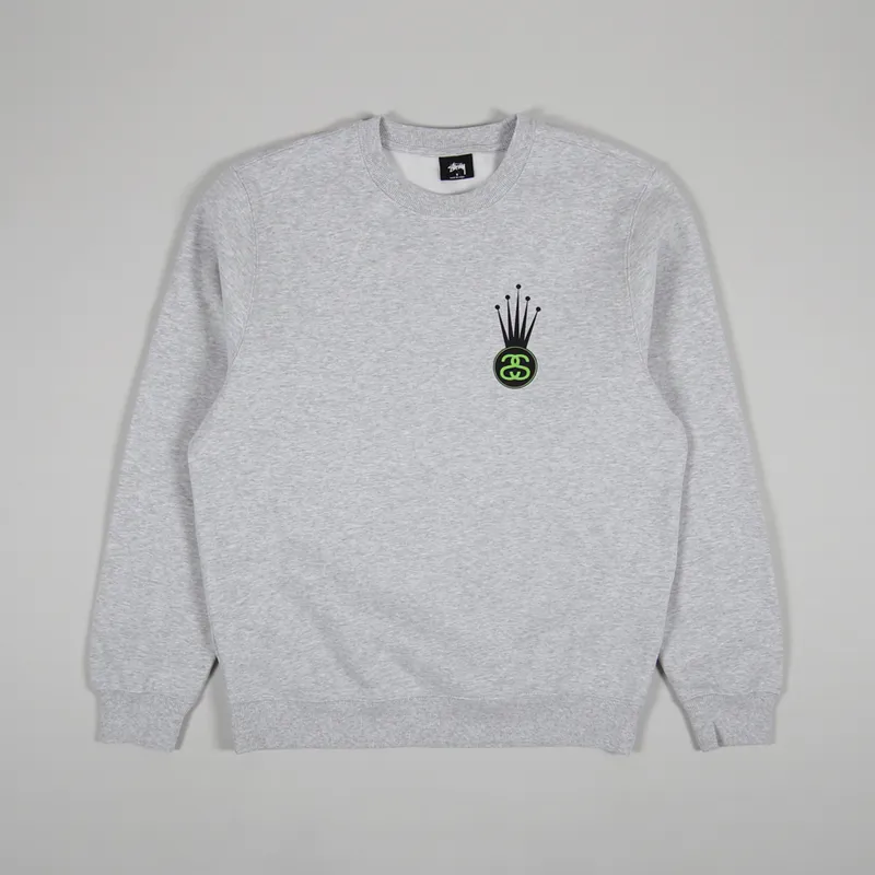 Stussy Crown Link Crew Sweat Ash Heather-1