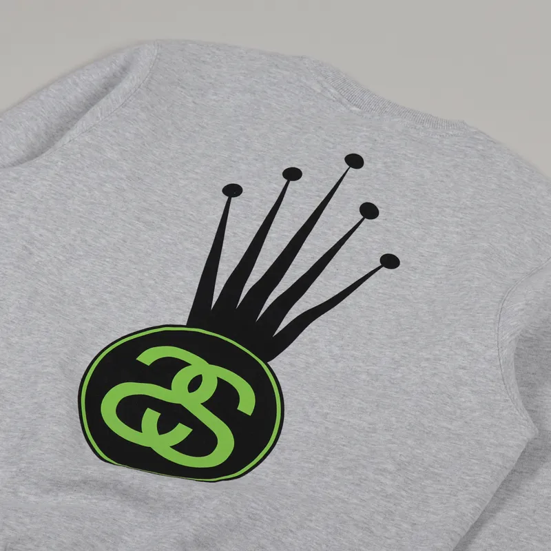 Stussy Crown Link Crew Sweat Ash Heather-2