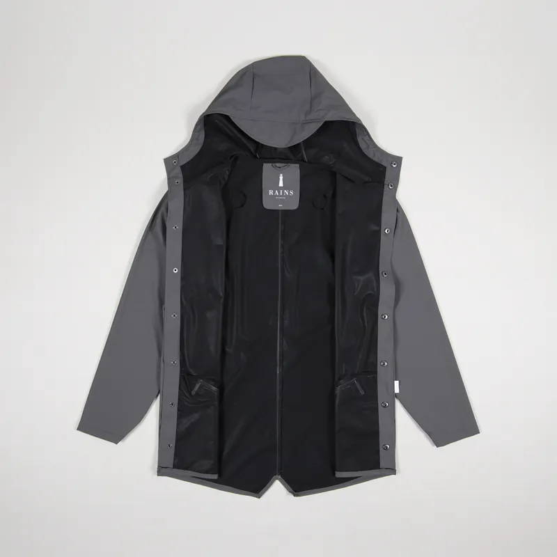 【rains_s】 Rains Mens Danish Waterproof Hooded Jacket Charcoal Grey